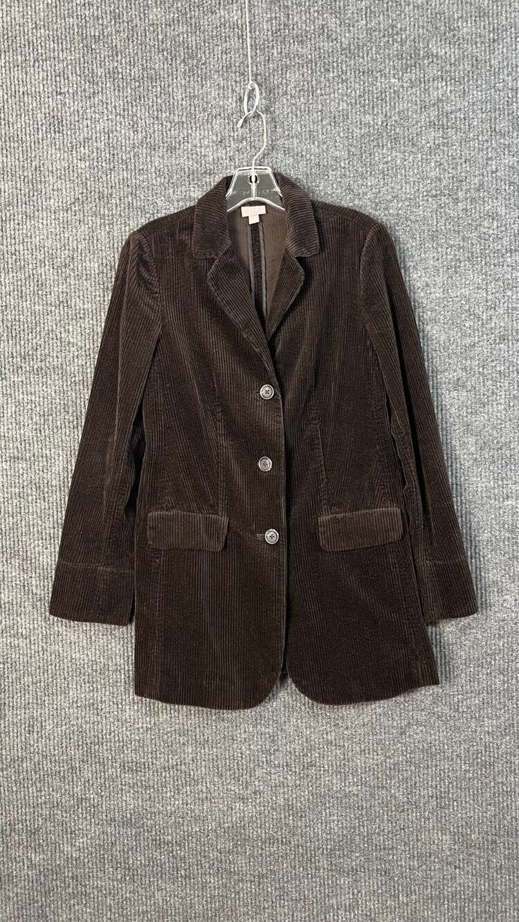 J. Jill Womens Corduroy Button Up Coat XS Brown Preppy Fall Classic 90's